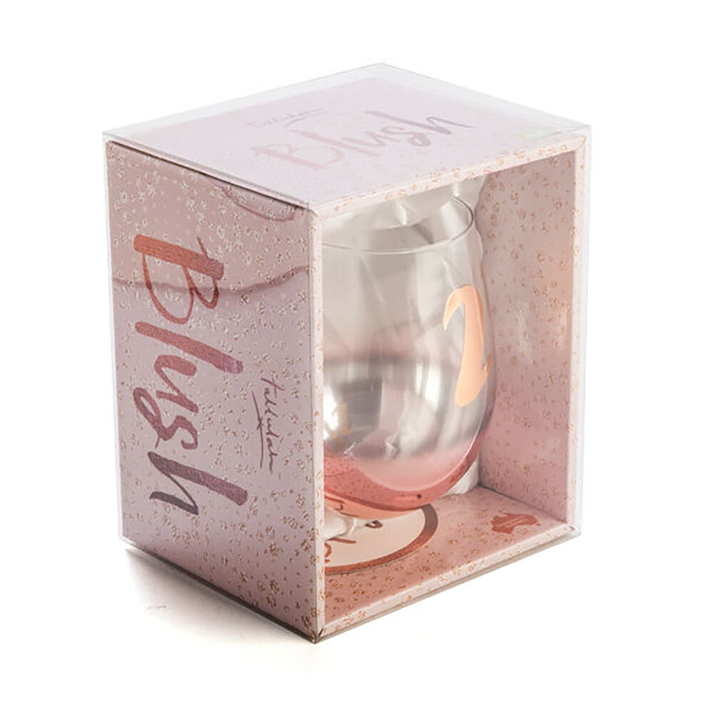 Tallulah Blush Stemless Wine Glass Cup Party Drinkware Clear 21st Birthday — image 2