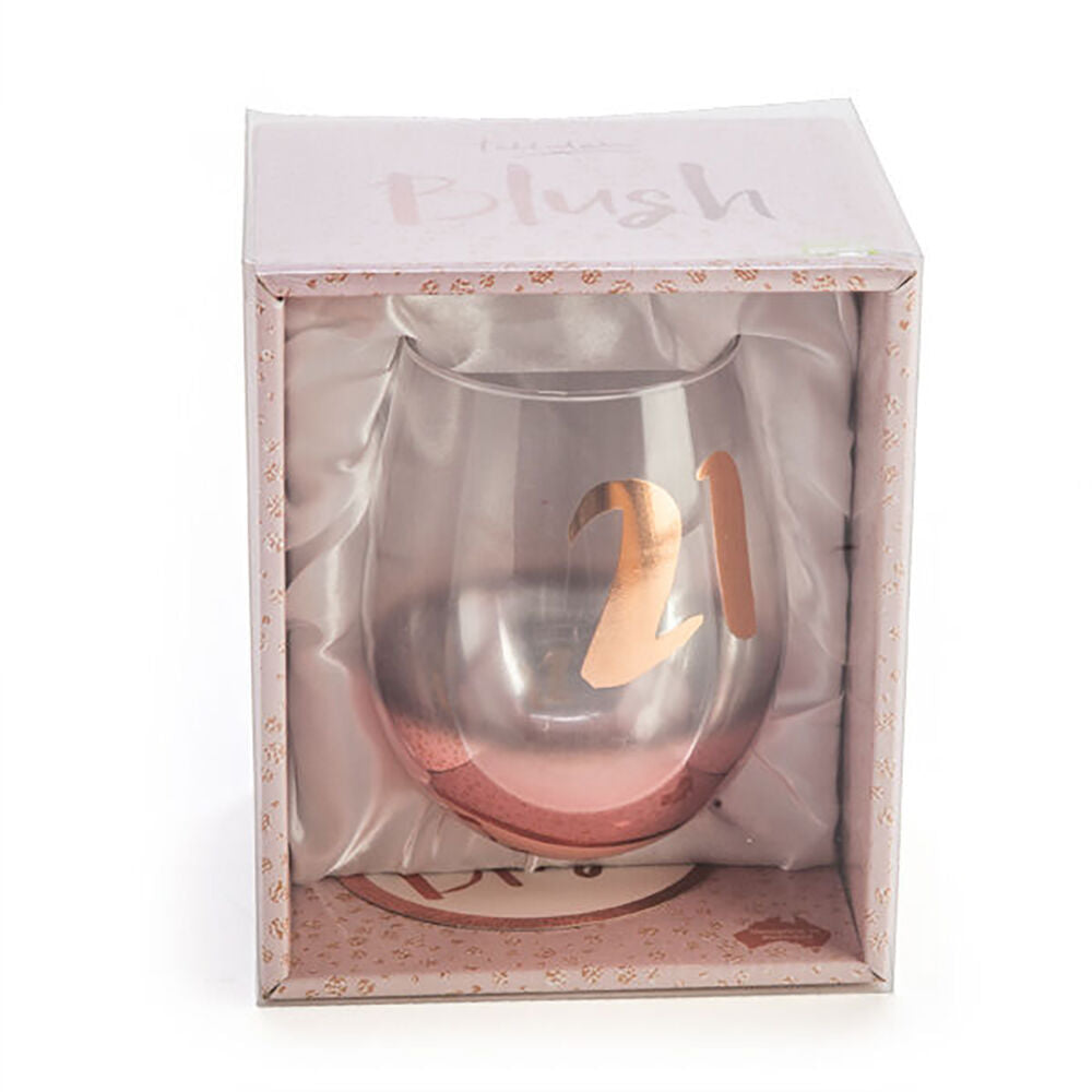 Tallulah Blush Stemless Wine Glass Cup Party Drinkware Clear 21st Birthday (2 Pack) — image 4