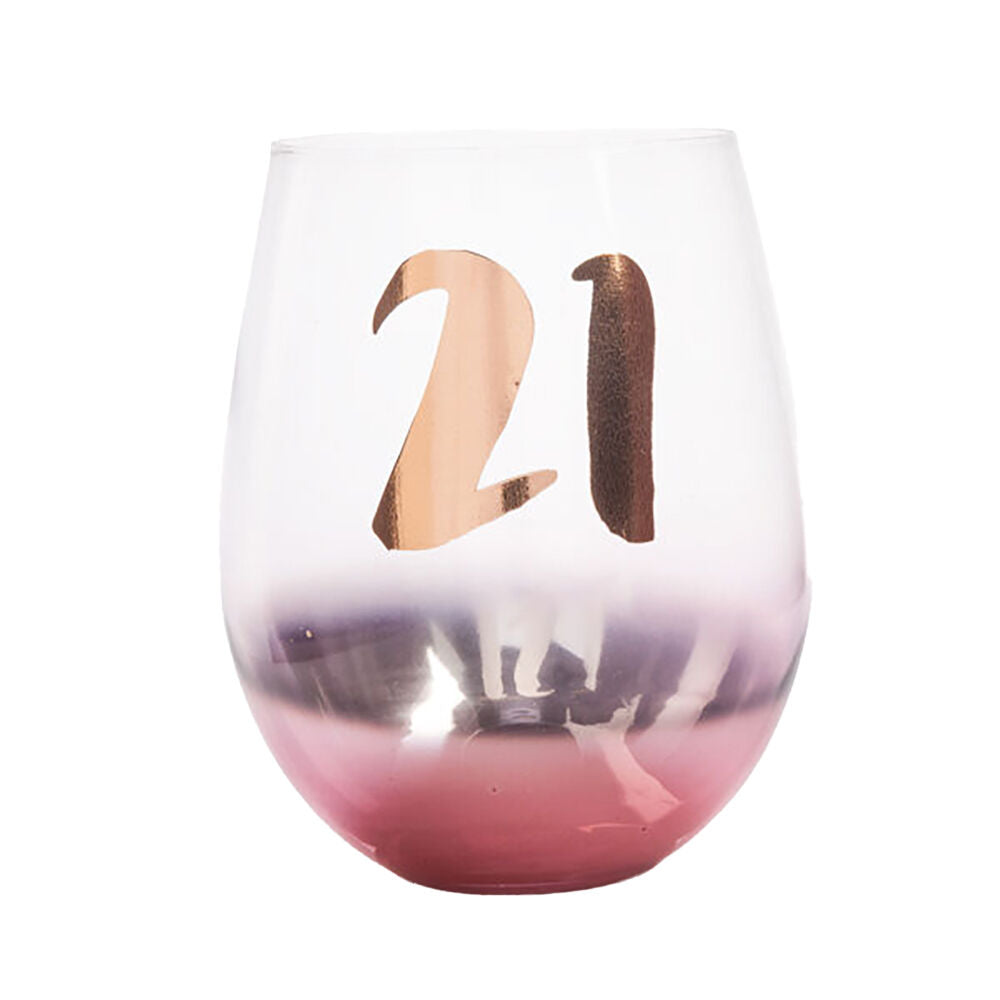 Tallulah Blush Stemless Wine Glass Cup Party Drinkware Clear 21st Birthday