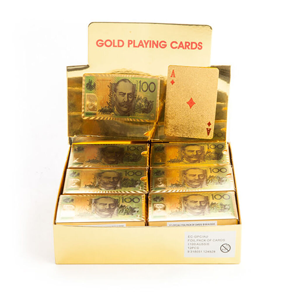 Outback Mates Australian $100 Gold Foil Novelty Poker Playing Cards 6x9cm — image 3