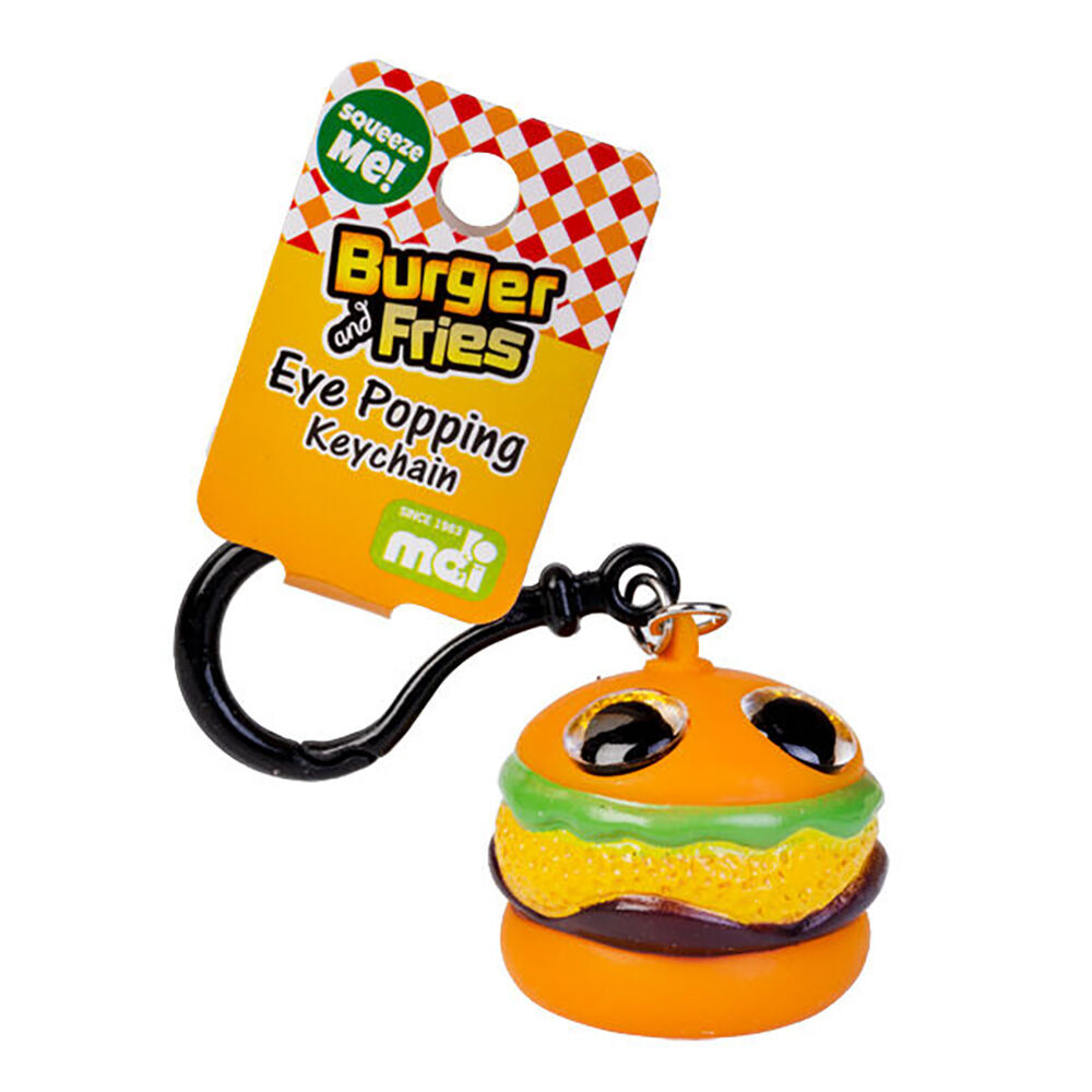 Mdi Eye Popping Keychain Burger Squeeze Stress Relief Clip-on Toy 4x4cm (6 Pack) — image 2