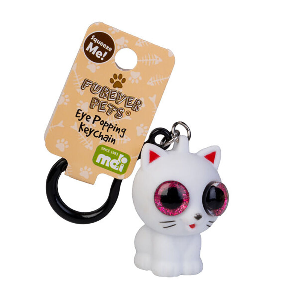 Mdi Eye Popping Keychain Cat Squeeze Stress Relief Toy 3.5x4.8cm White — image 2