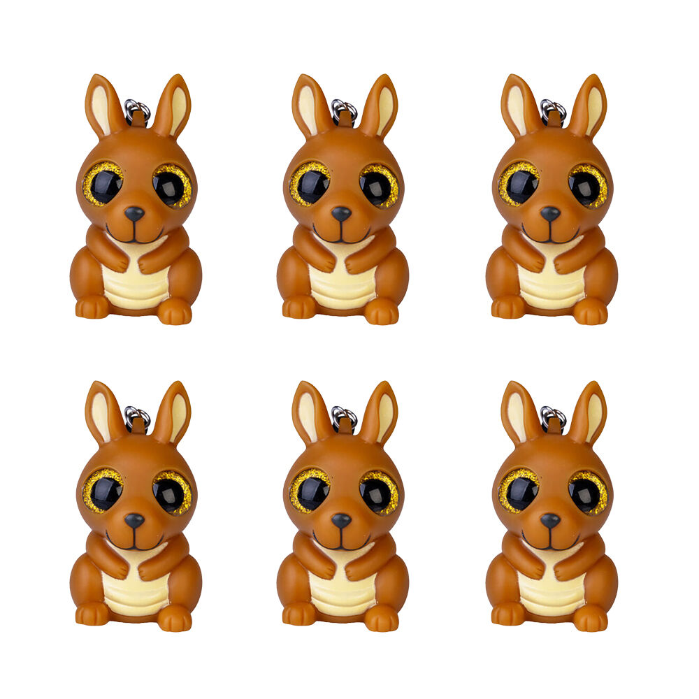 Outback Mates Eye Poppin Keychain Kangaroo Squeeze Fidget Toy 5.7x6cm Brown (6 Pack)