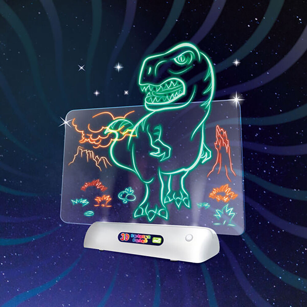Lil Dreamers Illuminate 3D Drawing Board Art Set Fluoro Drawing Kit Dino 6y+ — image 2