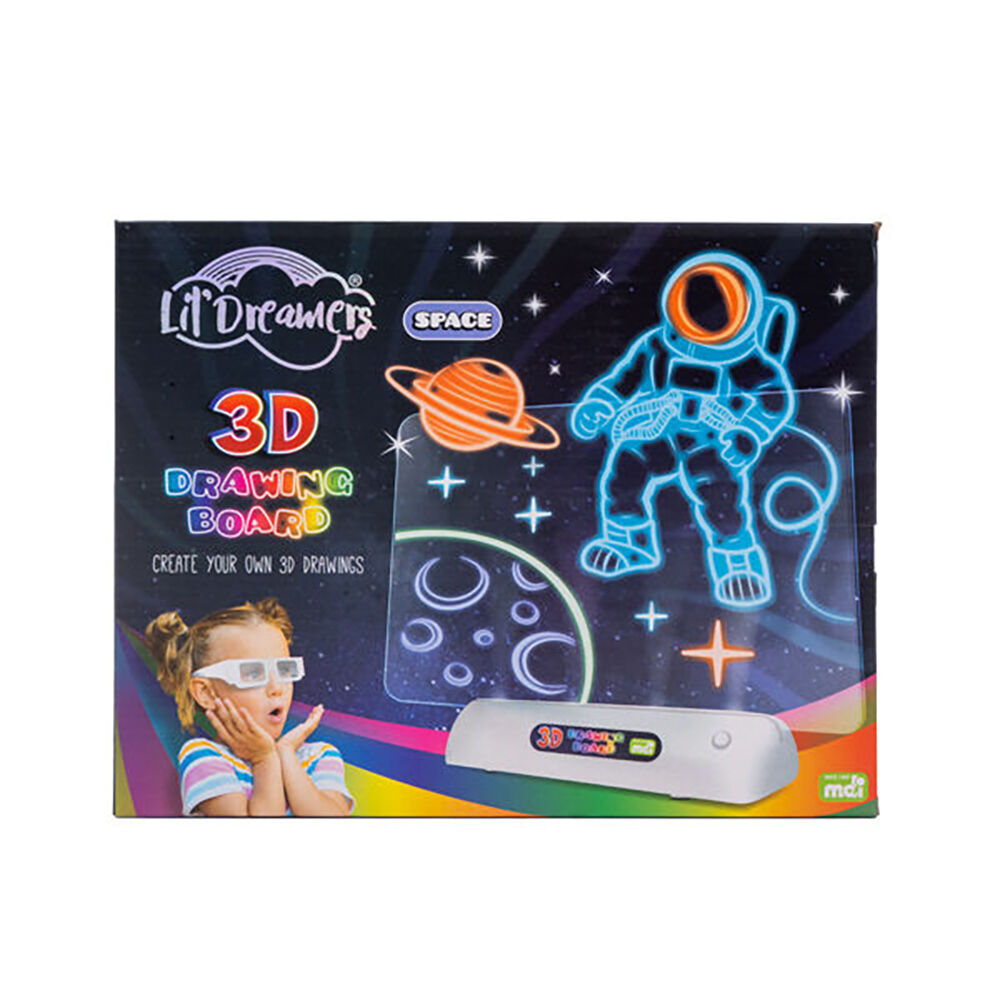 Lil Dreamers Illuminate 3D Drawing Board Set Fluoro Drawing Kit Space 6y+ (2 Pack) — image 2