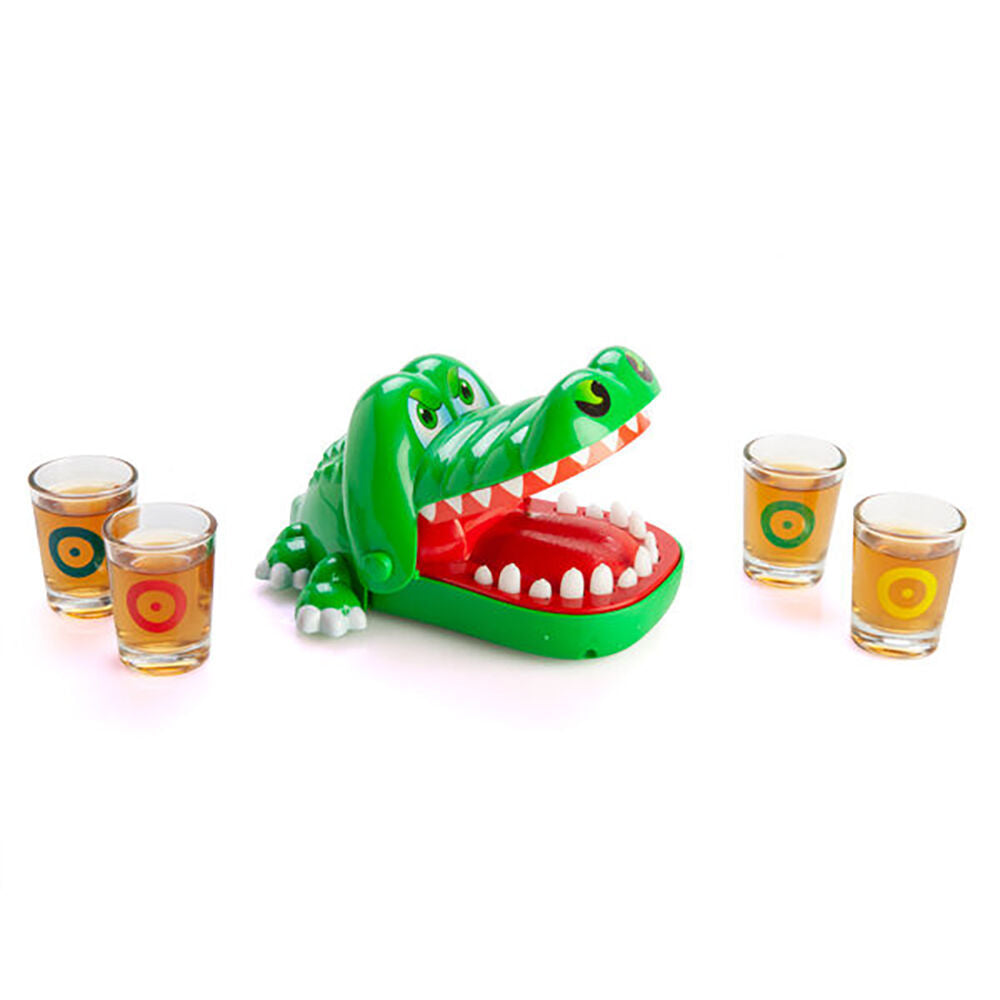 Mdi Crocodile Chomp Toy w/ Shot Glasses Novelty Drinking Game 18x17cm Green (2 Pack) — image 2