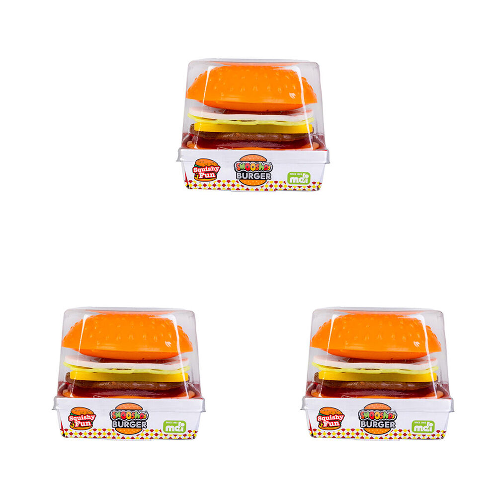 Smooshos 7pc Smooshos Build Your Own Burger Squishy Ball Childrens Toy 7x7x7.5cm (3 Pack)