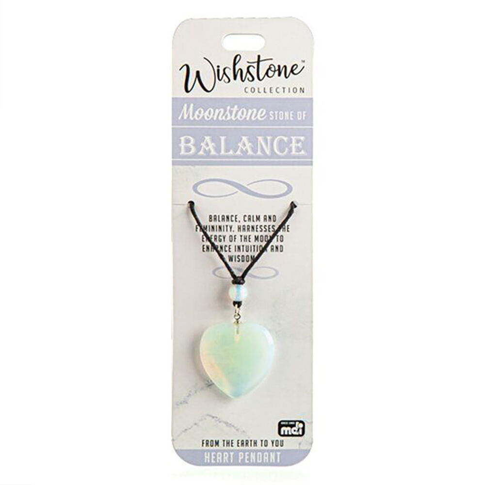 Wishstone Moonstone Stone of Balance Heart Pendant Necklace 3x19cm White