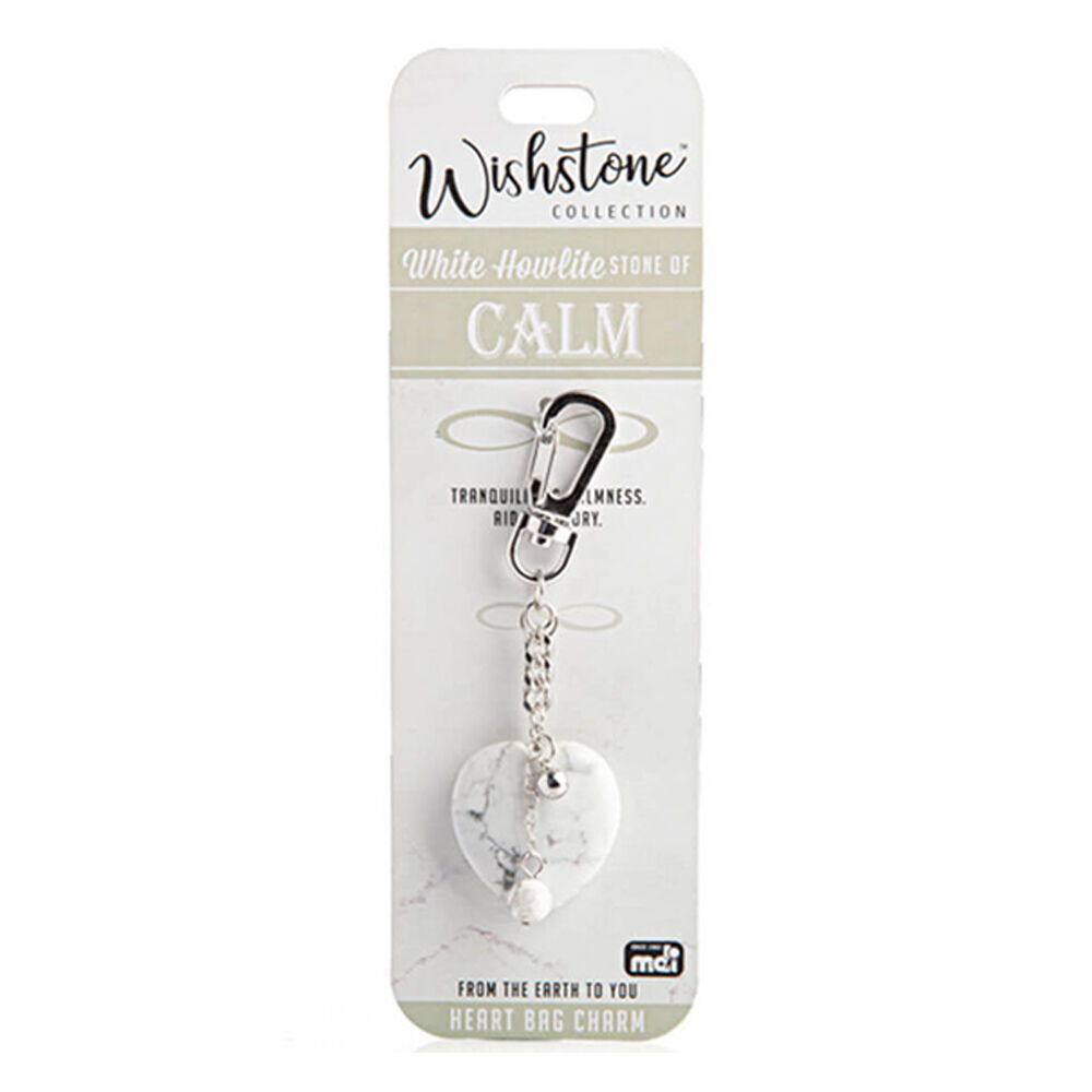 Wishstone White Howlite Heart Bag Charm Keychain Women's Accessories (2 Pack) — image 2