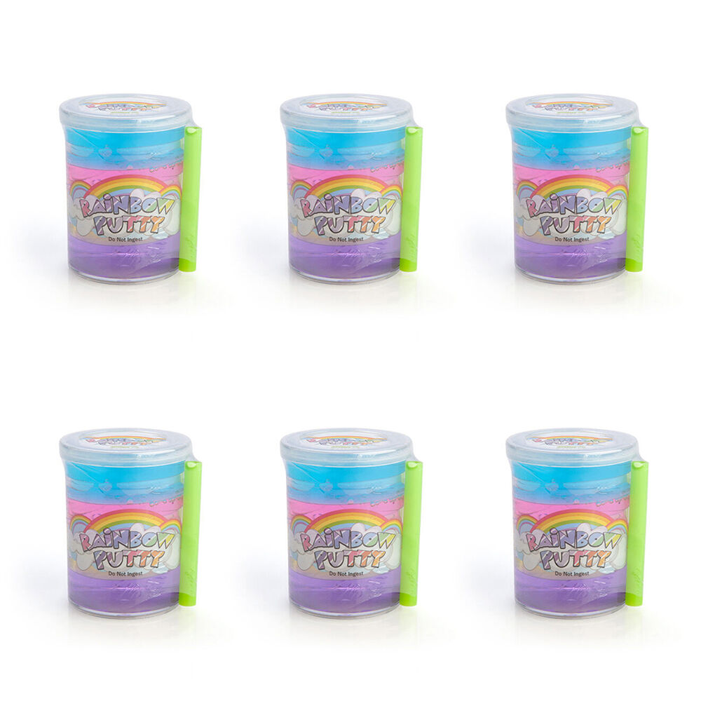 Mdi Multi-Colour Rainbow Putty Slime Jar Kids Toy 5.9x5.9x7.6cm Assorted (6 Pack)