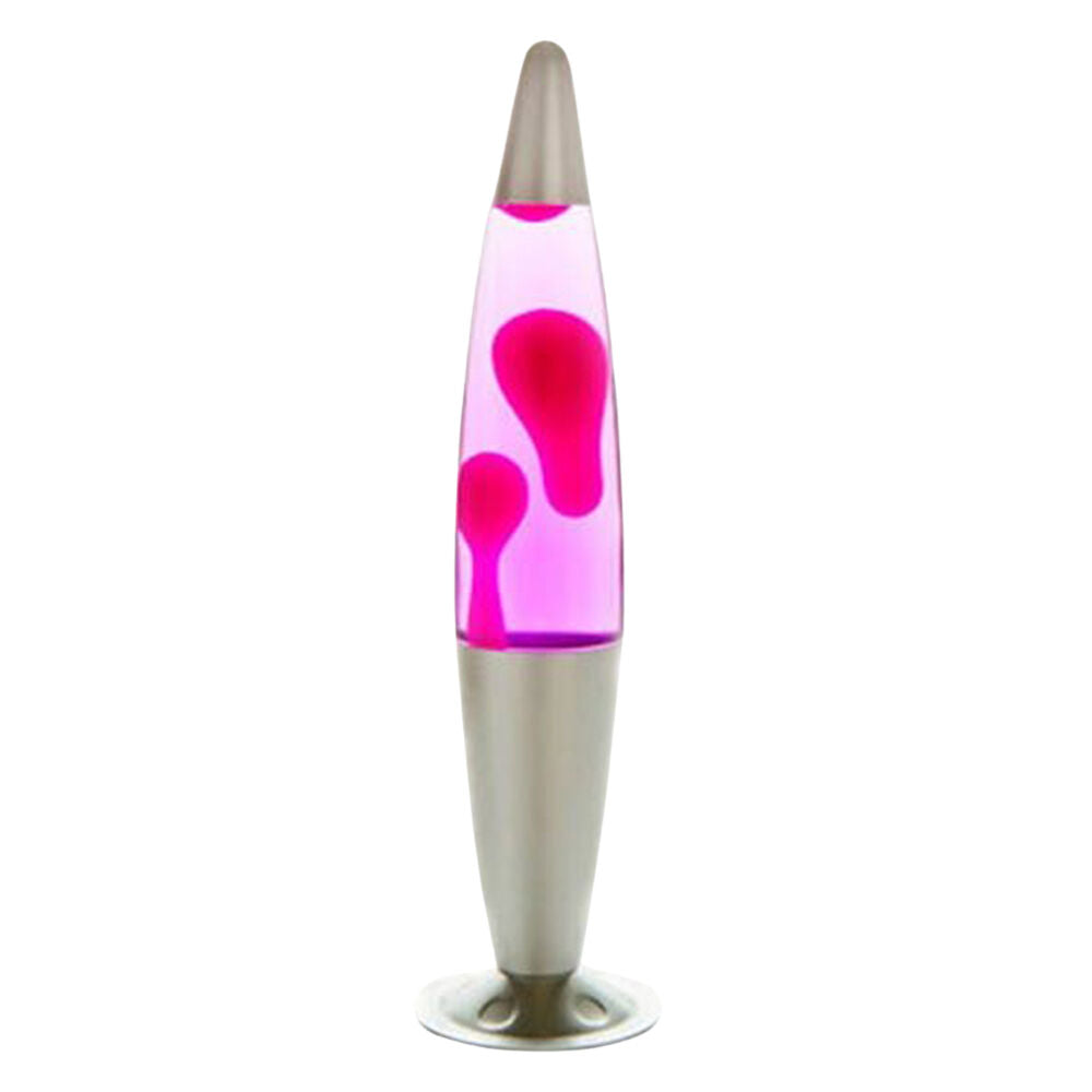 Mdi Silver/Pink Peace Motion Lamp 10x41cm Lava Bedroom Night Light Decor