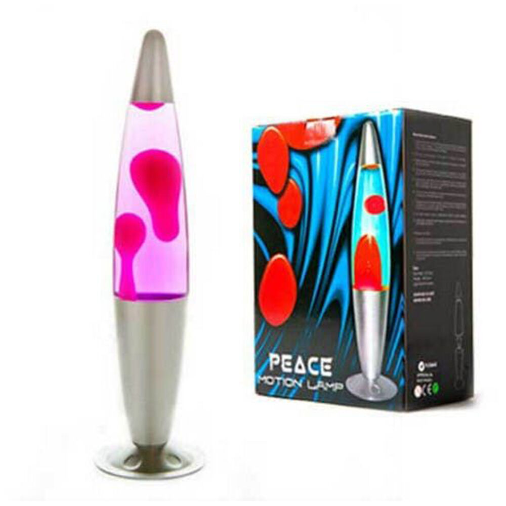 Mdi Silver/Pink Peace Motion Lamp 10x41cm Lava Bedroom Night Light Decor — image 2