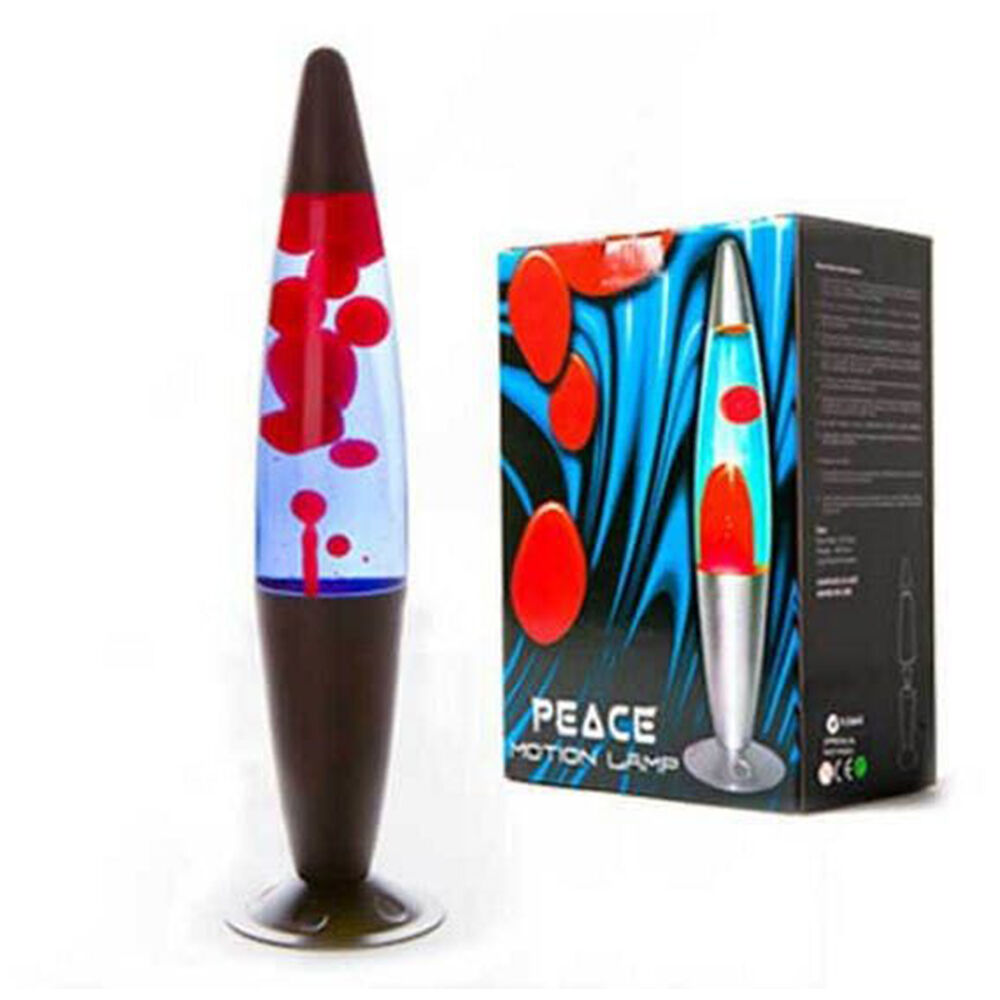 Mdi Black/Red/Blue Peace Motion Lamp 10x41cm Lava Magma Bedroom Night Light — image 2