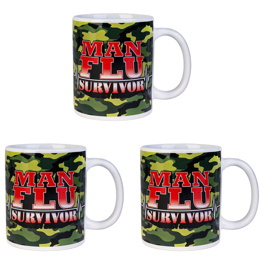 Mdi Ceramic Coffee Mug Drinkware 115x95mm - Man Flu Survivor (3 Pack)