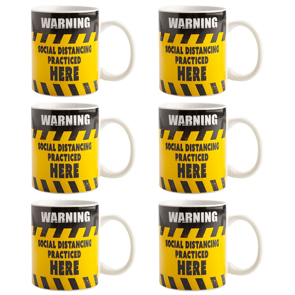 Mdi Ceramic Coffee Mug/Tea Cup Drinkware 115x95mm Social Distance Practice (6 Pack)