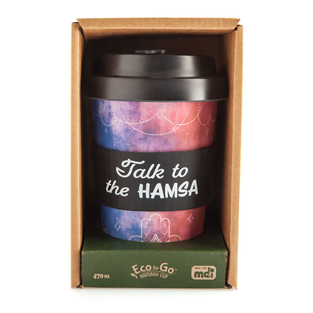 Eco-To-Go Bamboo 470ml Reusable Travel Coffee Cup 6.5x14.5cm Hamsa — image 3