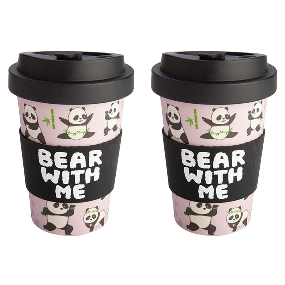 Panda Kingdom Eco-To-Go Bamboo 470ml Travel Coffee Cup/Mug 6.5x14.5cm Panda (2 Pack)
