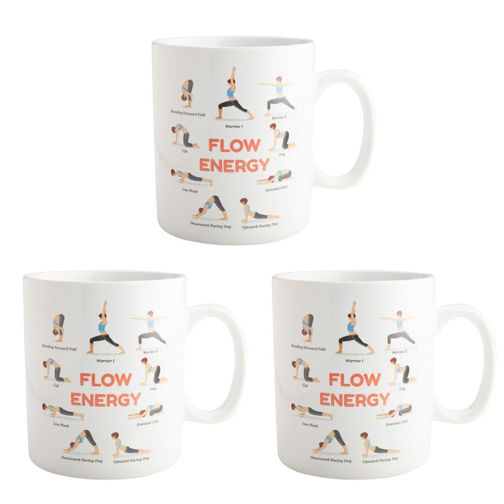 Mdi Giant Mug Yoga Home/Kitchen Drinkware Coffee/Tea Mug w/ Handle White (3 Pack)