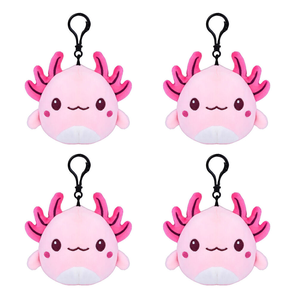 Axolotl Keychain Plush Cute Animal Soft Stuffed Toy Kids Bag Accessory 10cm (4 Pack)