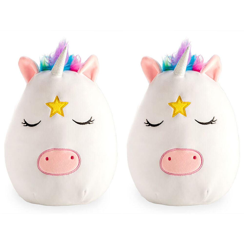 Smooshos Pal Cushion Plush Stuffed Animal Pillow Unicorn 22x16cm White (2 Pack)