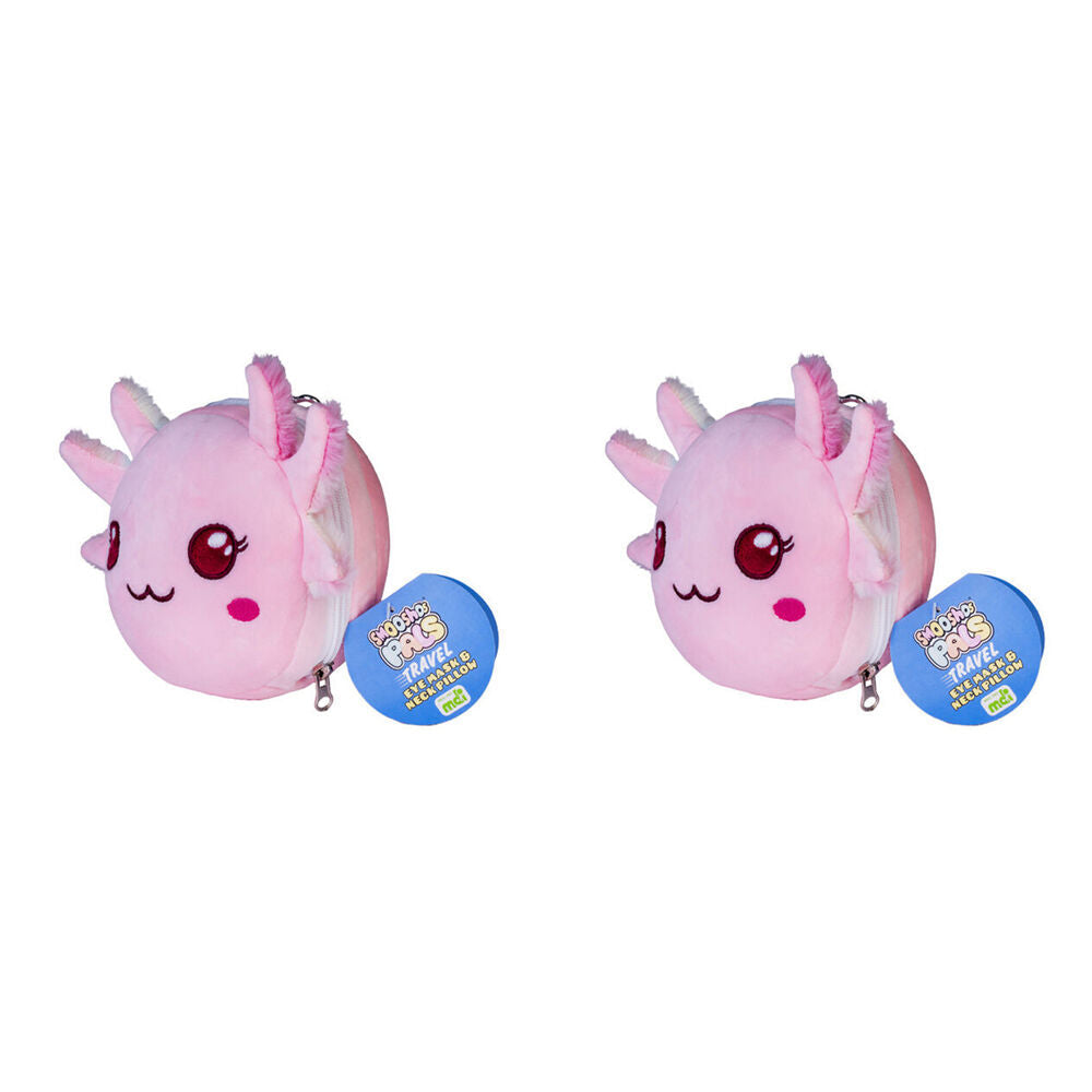 Smooshos Pal Velour Plushie Neck Pillow Kids Toy 17x15x10cm Travel Axolotl (2 Pack)