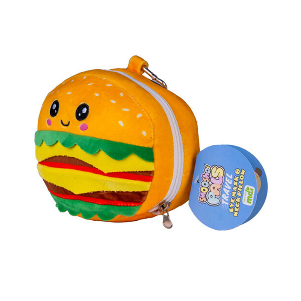 Smooshos 17x15x10cm Travel Burger Pal Velour Plushie Neck Pillow Kids Toy