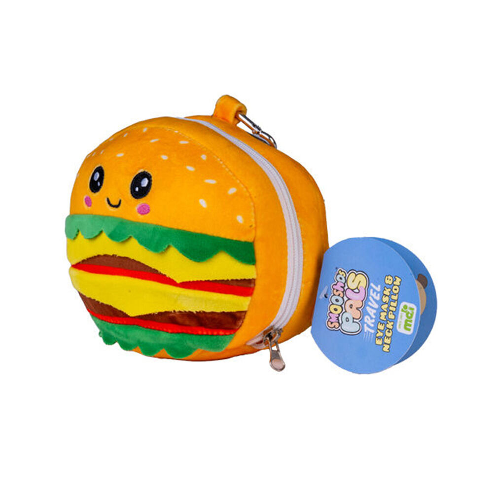 Smooshos Pal Velour Plushie Neck Pillow Kids Toy 17x15x10cm Travel Burger (2 Pack) — image 2