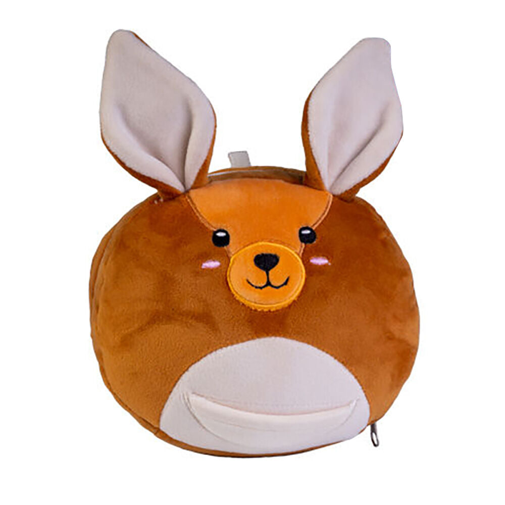 Smooshos Kangaroo 17x15cm Neck Pillow Pal Travel 2-in-1 Eye Mask Brown