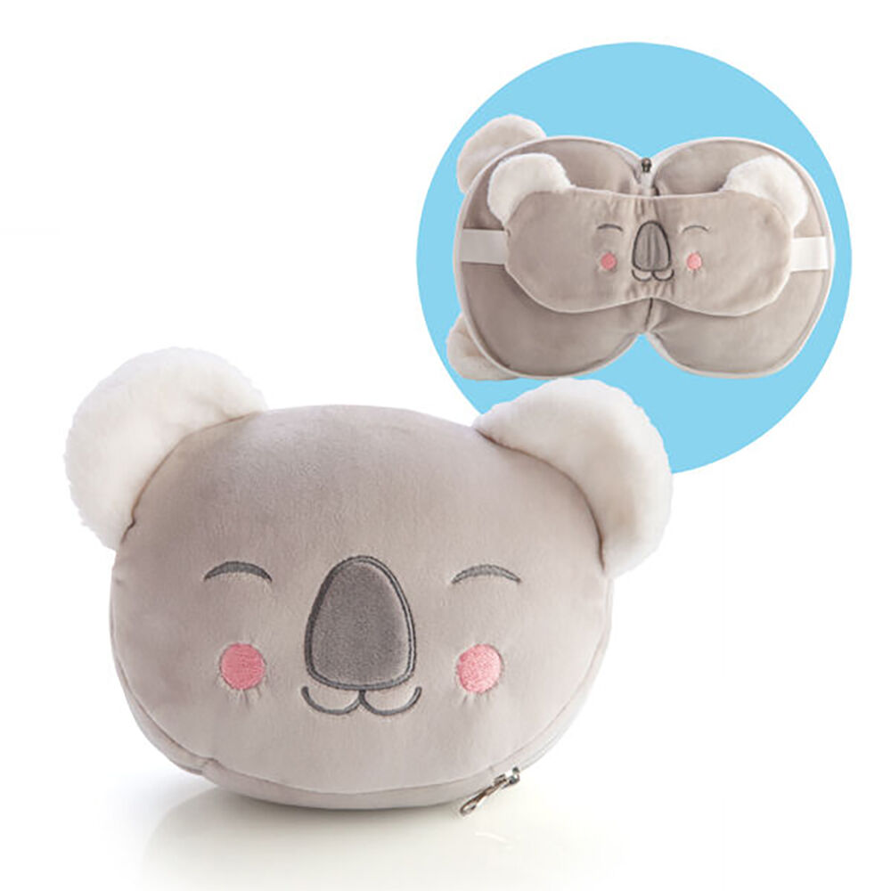 Smooshos Koala 17x15cm Neck Pillow Pal Travel 2-in-1 Eye Mask Grey — image 2