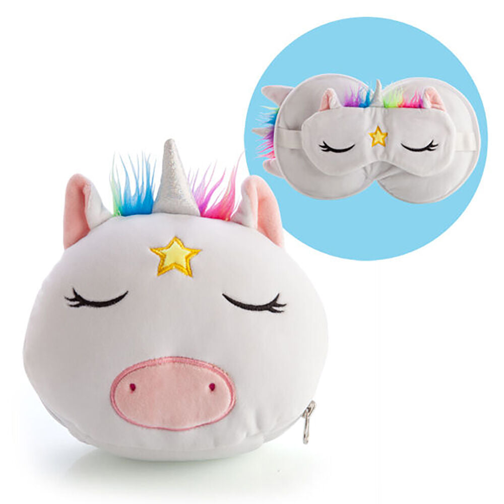 Smooshos Unicorn 17x15cm Neck Pillow Pal Travel 2-in-1 Eye Mask White — image 2