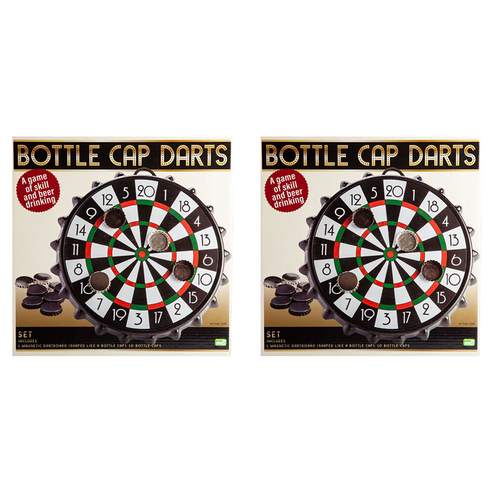 Mdi Magnetic Bottle Cap Darts Wall Game Novelty Bar Display Toy 25x25cm (2 Pack)