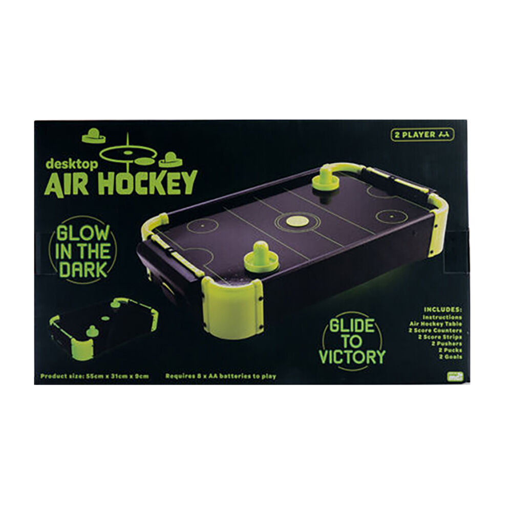 Mdi Mini Table Glow in the Dark Desktop Air Hockey Game Fun Toy Set 55x31cm