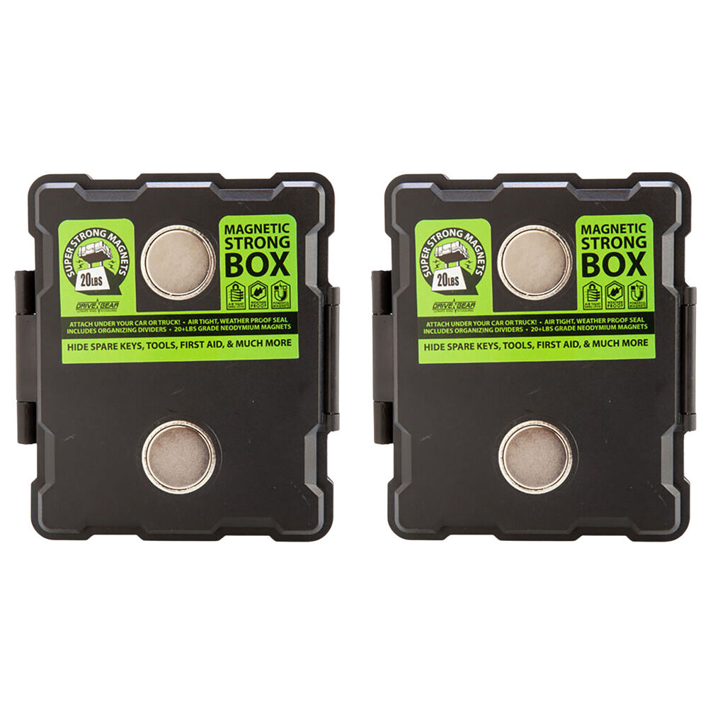 Mdi Magnetic Storage Box Compact Desk Organiser Case 11x10cm - Black (2 Pack)