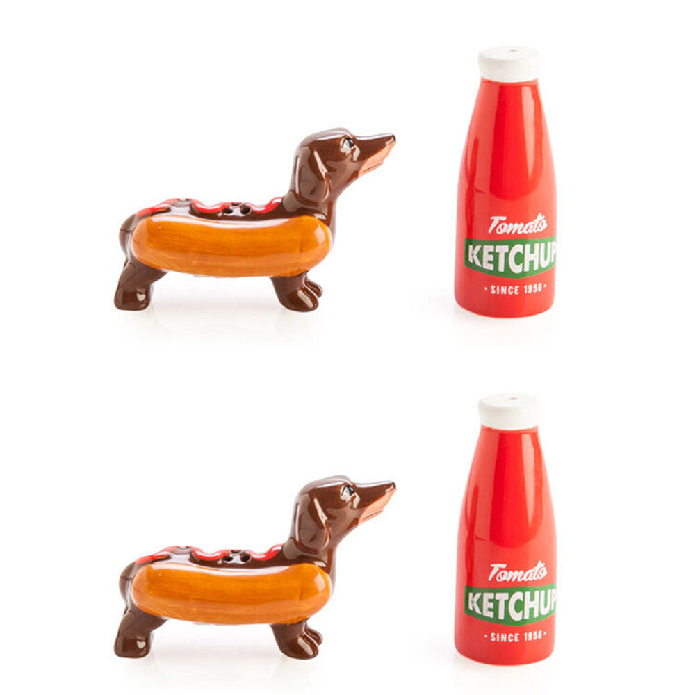 Flavour Mates 2pc Flavour Mates Salt & Pepper Shaker Set 11x11x5.5cm Sausage Dog Ketchup (2 Pack)