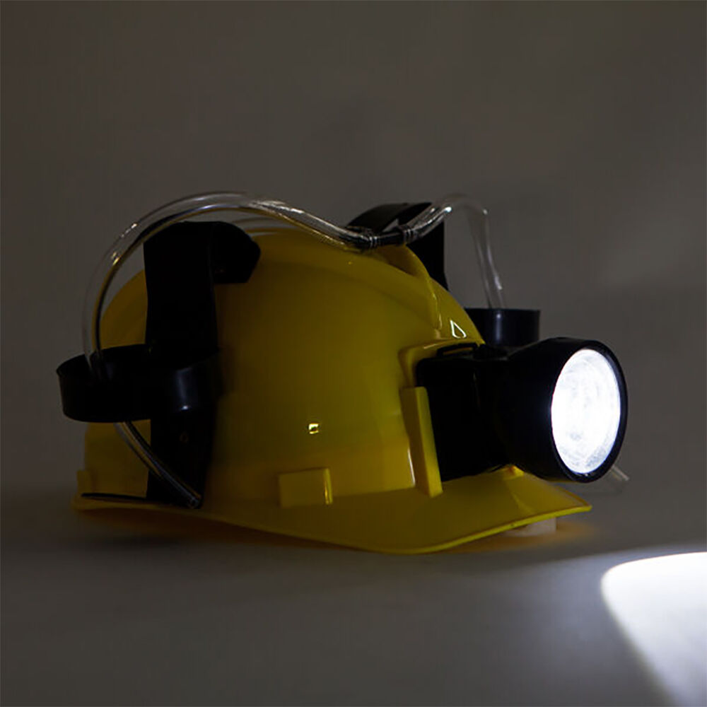 Mdi Drinking Hat Beer Helmet Drink Dispenser Miner w/ Light 30x31cm Yellow — image 5