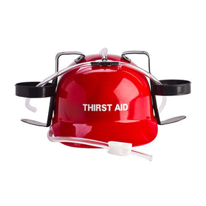 Mdi Drinking Party Hat Beer Helmet Drink Dispenser Thirst Aid 31x27cm Red