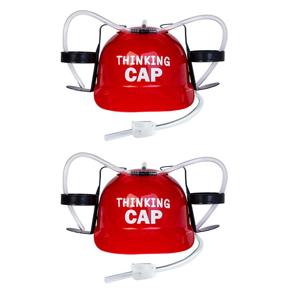 Mdi Drinking Party Hat Beer Helmet Drink Dispenser Thinking Cap 31x27cm Red (2 Pack)