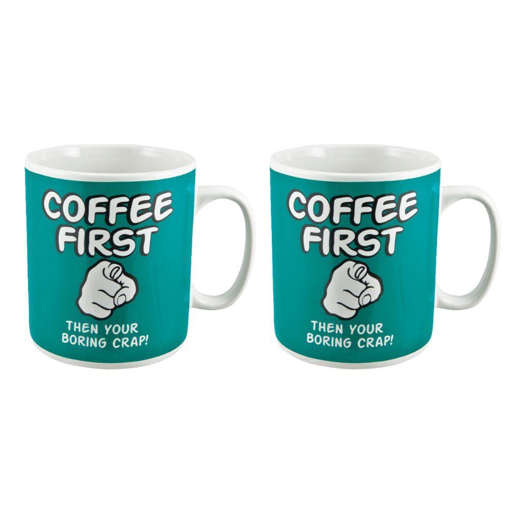 Mdi Giant Mug Home/Kitchen Drinkware Coffee First Coffee/Tea Mug with Handle (2 Pack)