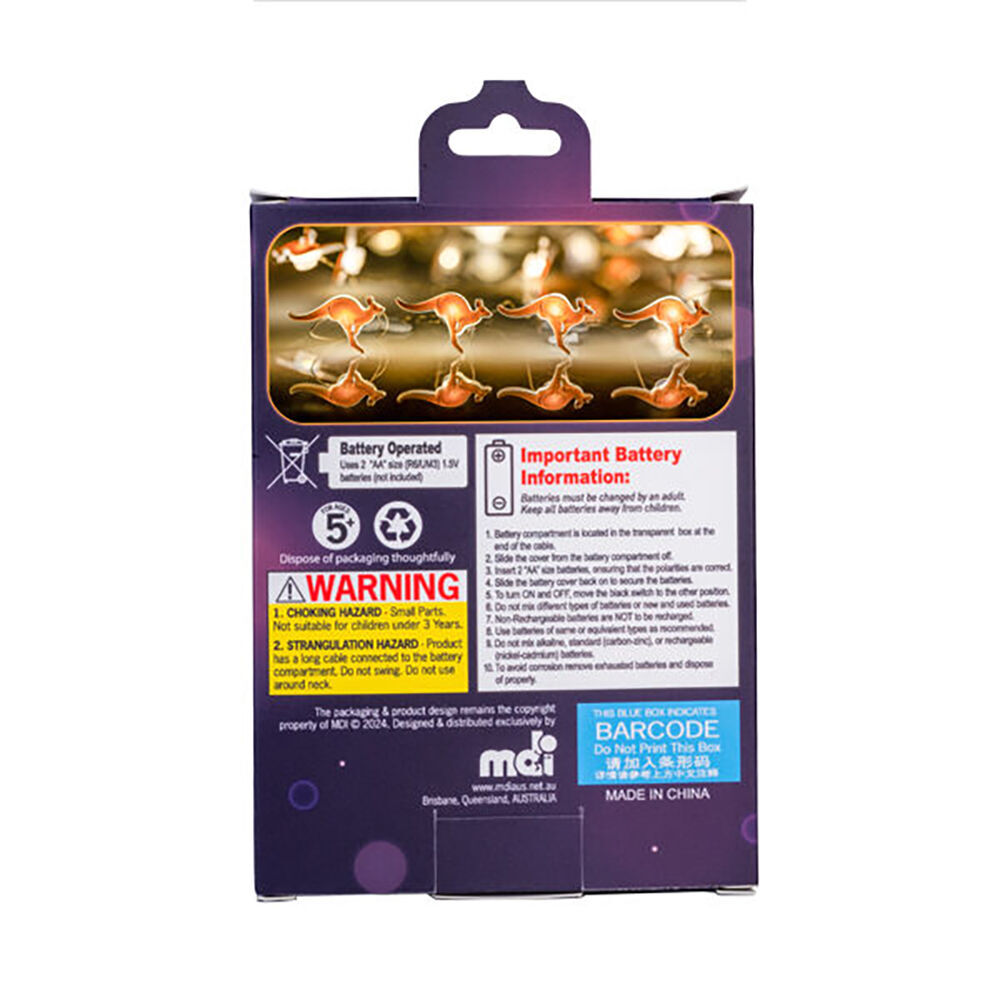 Art + Tech LED String Light Kangaroo Fun Aussie Room Decor Light 23.8x3.5cm (3 Pack) — image 5
