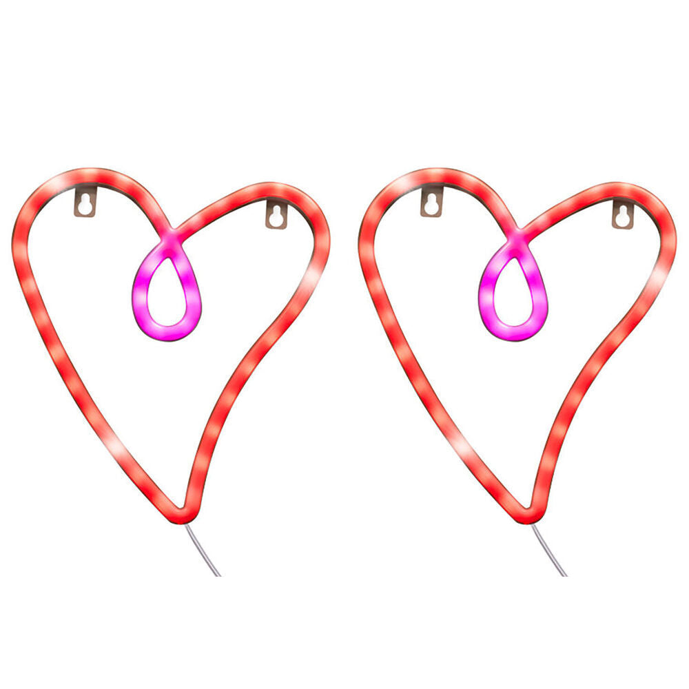 Art + Tech LED Wall Light Heart Romantic Home Accent Night Light 20x22.5cm (2 Pack)