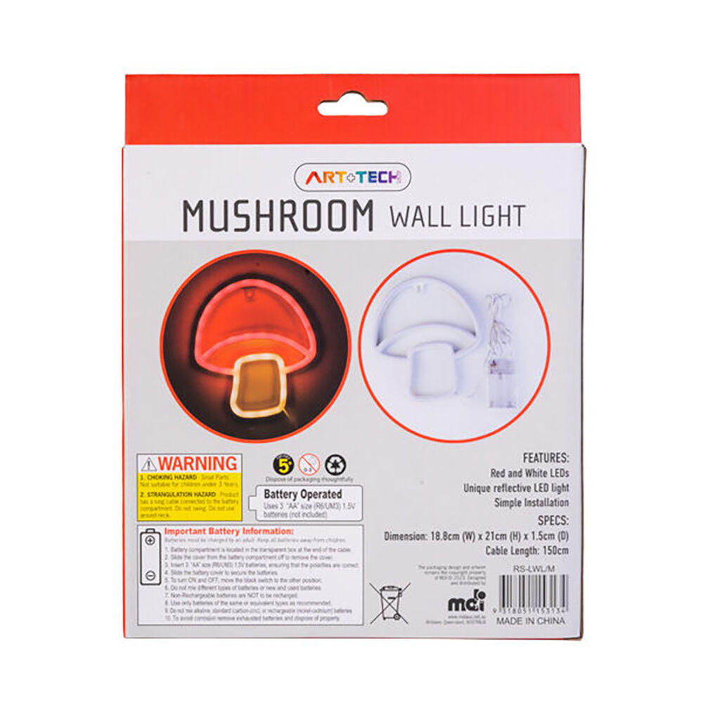 Art + Tech LED Wall Light Mushroom Whimsical Home Decor Accent Lamp 21cm — image 4