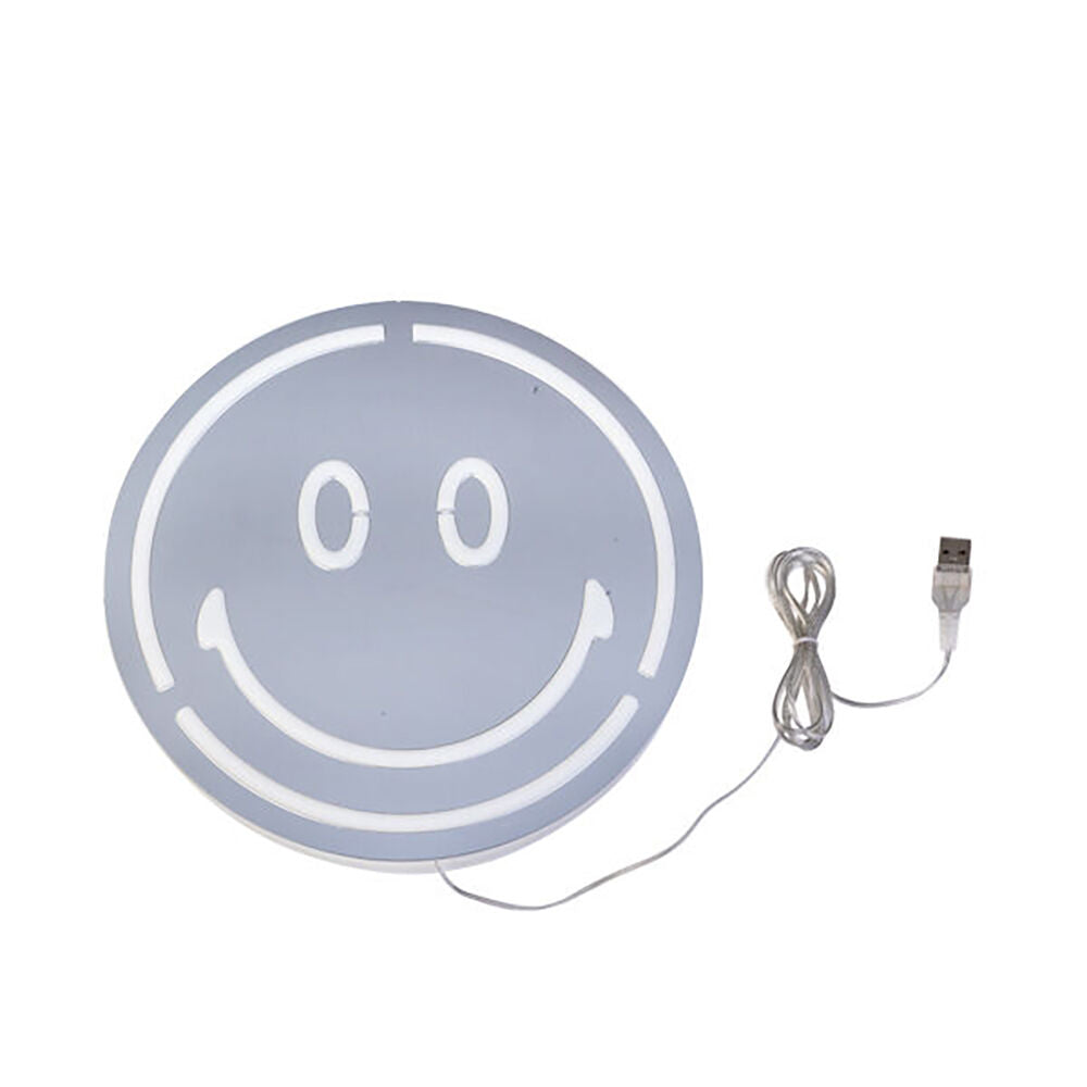 Art + Tech LED Mirror Wall Happy Face Light Fun Room Decoration Display 25cm