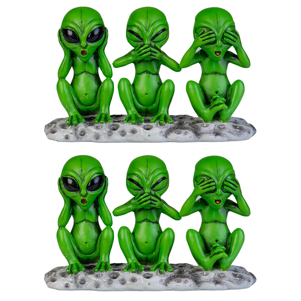 Alien 3 Wise Aliens Polyresin Figurine/Statue Home Ornament Decor 16x10cm Green (2 Pack)