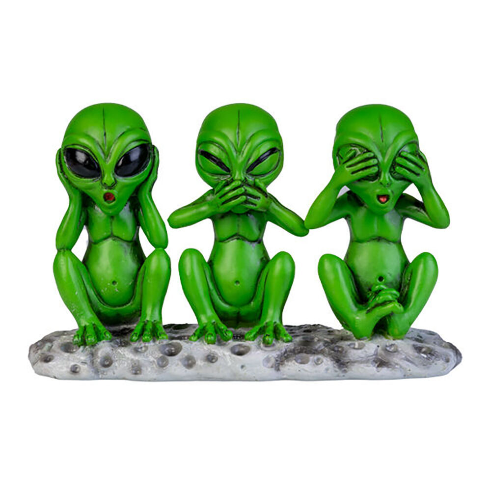 Alien 3 Wise Aliens Polyresin Figurine/Statue Home Ornament Decor 16x10cm Green (2 Pack) — image 2