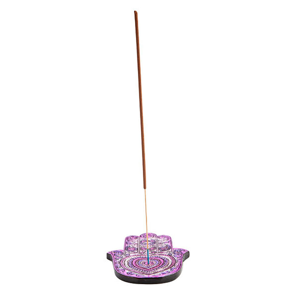 Mdi Flat Incense Burner/Incense Stick Holder Hamsa Heart 12.5x9cm Purple — image 2