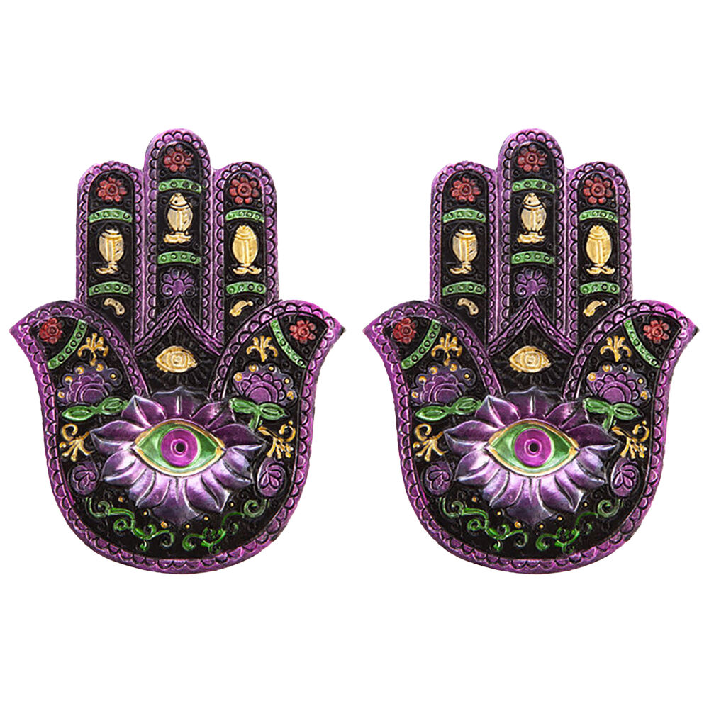 Mdi Flat Incense Burner/Incense Stick Holder Dish Home Decor Hamsa 13x2.5cm (2 Pack)