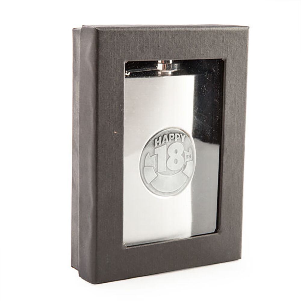 Mdi 18th Birthday 8oz Stainless Steel Zincalume Engravable Whiskey Flask — image 4