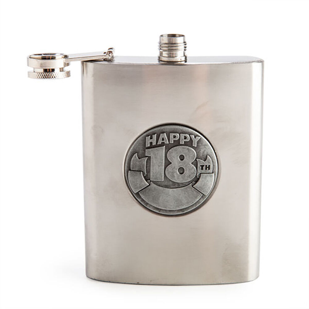 Mdi 18th Birthday 8oz Stainless Steel Zincalume Engravable Whiskey Flask — image 2