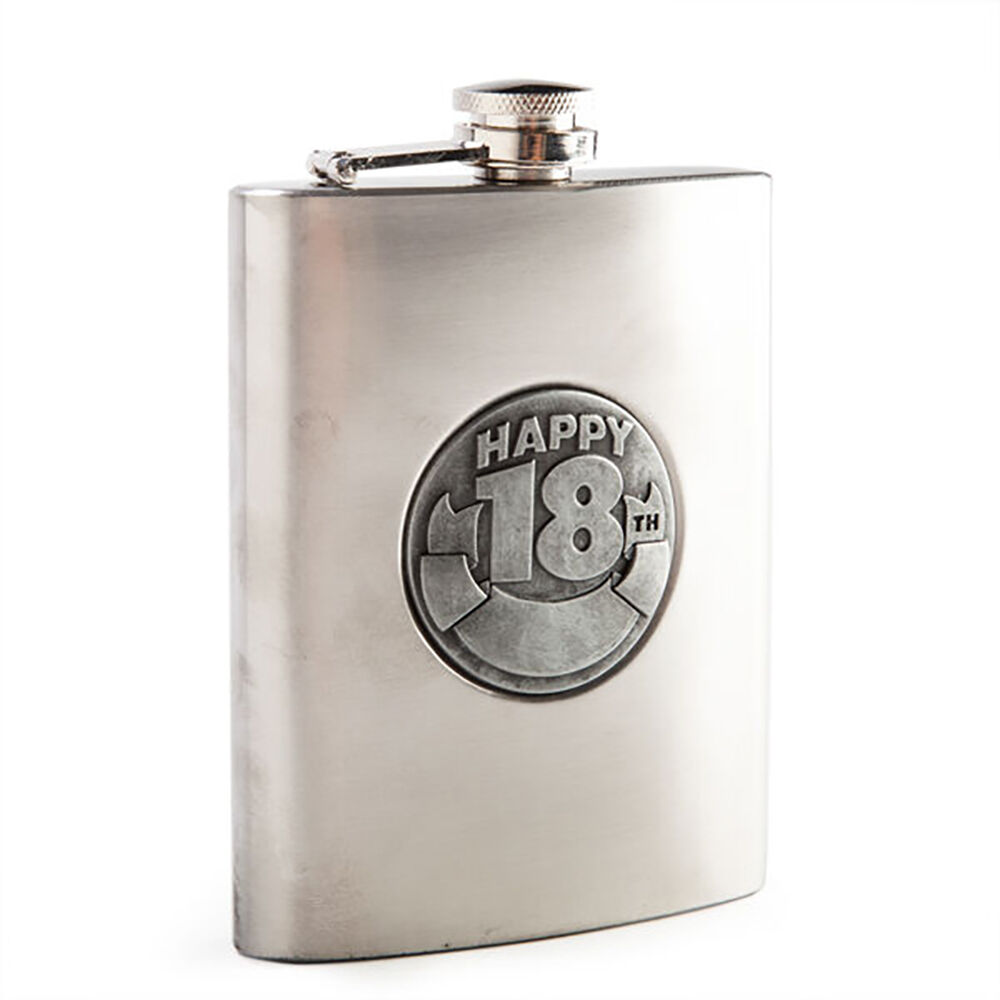 Mdi 18th Birthday 8oz Stainless Steel Zincalume Engravable Whiskey Flask — image 3