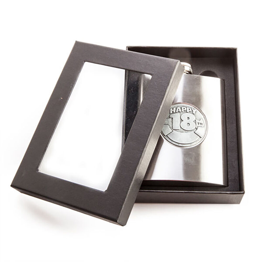 Mdi 18th Birthday 8oz Stainless Steel Zincalume Engravable Whiskey Flask — image 5
